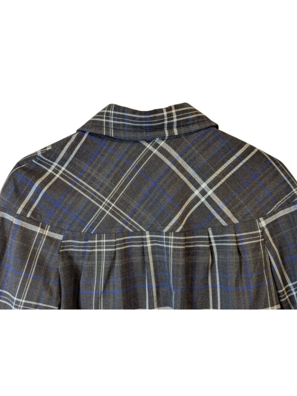 Sele M Charcoal Plaid Cropped Jacket Swing 3 Button 3/4 Sleeve Vintage Preppy - Picture 11 of 15